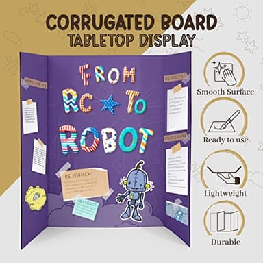 Trifold Poster Board 36" x 48" White Presentation Board - Self-Adhesive Science Subtitles Included - Science Fair Display Boards, for School, Fun Projects and Business Presentations - by Emraw - Image 6