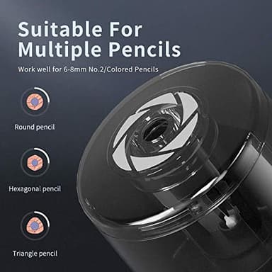 ZMOL Battery Powered Electric Pencil Sharpener,Small Battery Operated Colored Pencil Sharpeners Portable for Kids,Fast Sharpen, Suitable for No.2/Colored (6-8mm), School/Classroom/Office/Home Black - Image 5