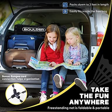 BOULDER Portable Badminton Pickleball Net - Foldable / Extendable Poles for Multiple Sports Heights (UP to 5 ft) - Ideal for Tennis, Pickleball, Soccer Tennis - Easy Setup (Black, 17 FT) - Image 7