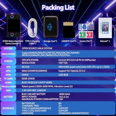 Upgraded XF40H Handheld Game Console, Retro Gaming Console Preloaded Classic Games with Multiple Emulators, 4.0 Inch 4K HD IPS Screen Open Source Linux System, Pocket Video Gaming (Black-128G) - Image 9