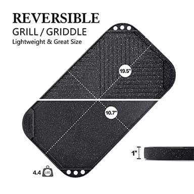 SENSARTE Nonstick Griddle Grill Pan, Pro-Grid Reversible Grill & Griddle Pan, Two Burner Cast Aluminum, Portable for Indoor Stovetop or Outdoor Camping BBQ, 19.5" x 10.7" - Image 5