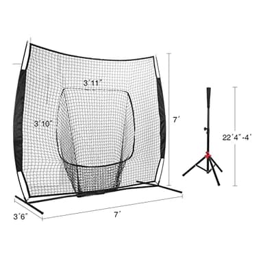 77 Portable Baseball Net with Tee Kit, Softball Net, Carry Bag & Weighted Baseball - Image 12
