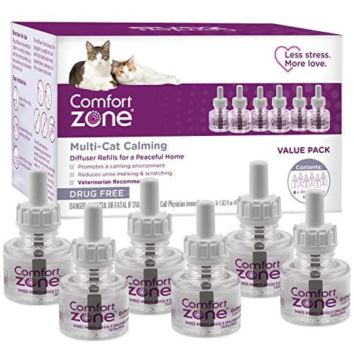 COMFORT ZONE 6 Pack MultiCat Diffuser Refills; Cat Calming Pheromones Help Anxiety; 30-day refills - Image 1