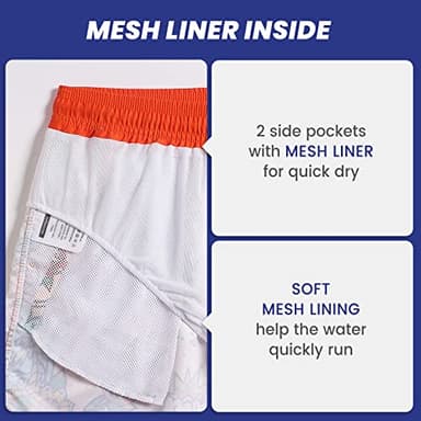 maamgic Mens Short 80s 90s Vintage Swim Trunks with Mesh Lining Quick Dry Bathing Suit Board Shorts Carnation-Swallows Medium - Image 4