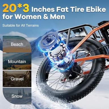 1000W Folding Electric Bike, 48V 20.8AH Large Removable Battery E-Bike, 30+MPH, 80 Miles Max Range, 20" Fat Tire Electric Bike for Adults, Adult Electric Bicycles Commute E-Bikes For Women/Men - Image 4