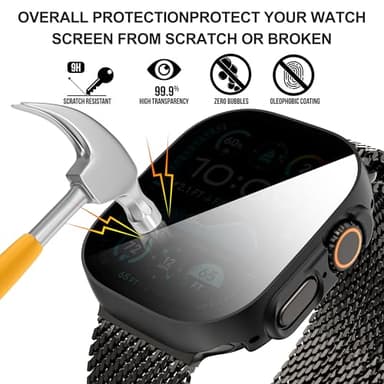 Suoman 3-Pack for Apple Watch Ultra 3/2/1 49mm Privacy Screen Protector Case, [Anti-Peeping] Ultra-Thin Tempered Glass Case Cover for iWatch Ultra 49mm 3/2/1 - Image 4