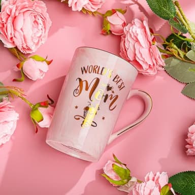 Birthday Gifts for Mom from Daughter Son Kids - Funny Birthday Gift Ideas for Mothers Wife Women - 14Oz Marble Ceramic Best Mom Coffee Mug with Lid Spoon Card, Box, Unique Moms Cup Gifts-Boxed Set - Image 4