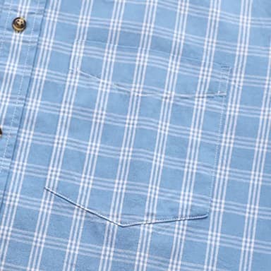 Dubinik® Mens Short Sleeve Button Down Shirts 100% Cotton Plaid Men's Casual Button-Down Shirts with Pocket Teal White - Image 4