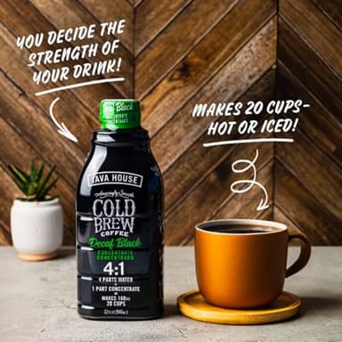 JAVA HOUSE Cold Brew Coffee, Decaf Colombian 4:1 Liquid Concentrate, 32 Ounce Bottle - Image 3