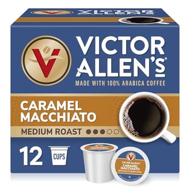Victor Allen's Coffee Caramel Macchiato Flavored, 12 Count, Medium Roast, Single Serve Coffee Pods for Keurig K-Cup Brewers - Image 1