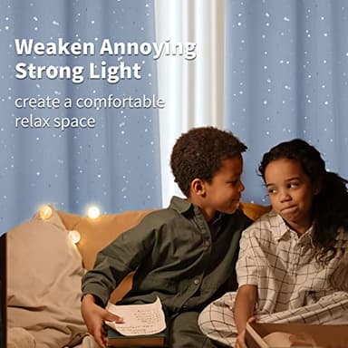 BGment Star Room Darkening Curtains for Kids Bedroom - Grommet Thermal Insulated Silver Star Print Kids Curtains for Living Room, Set of 2 Panels, Baby Blue, 52 x 72 Inch - Image 3