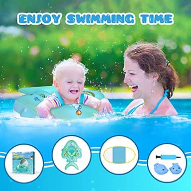 No Flip Over Baby Pool Float with Canopy UPF50+ Sun Protection, Sponge Safety Support Bottom, Fun Gifts Water Toys Accessories Inflatable Baby Swim Floats for Pool 3-36 Months - Image 7
