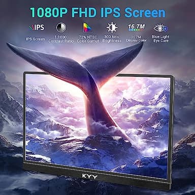 KYY Portable Monitor 15.6'' FHD 1080P USB C HDMI Gaming Monitor Ultra-Slim IPS Display w/Smart Cover & Speakers, Plug&Play, External Monitor for Laptop PC Phone Mac Xbox PS4 - Image 2