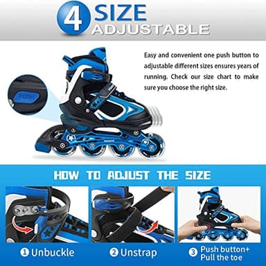 MammyGol Adjustable Boys Inline Skates for Kids with Light up Wheels,Flashing Beginner Roller Skates Blades Toddler and Girls Size 1-4 - Image 3