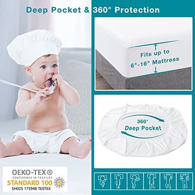 Lunsing 2 Pack Waterproof Twin Mattress Protector, Noiseless, Breathable, and Soft Twin Size Mattress Pad Cover with 6-16 inches Deep Pocket, White - Image 3