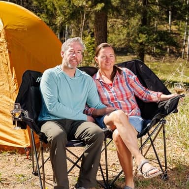 Huskfirm 2 Person Camping Chair Oversized Loveseat Camping Chair Double Camping Chairs for Adults Heavy Duty Camping Couch Black Outdoor Folding Chair Portable Patio Lawn Chair - Image 2