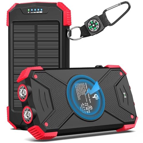 BLAVOR Solar Charger Power Bank 10,000mAh, Portable Wireless Charger, 20W Fast Charging External Battery Pack with USB C for Cell Phones, Solar Panel Charger with Dual Flashlight for Camping - Image 1