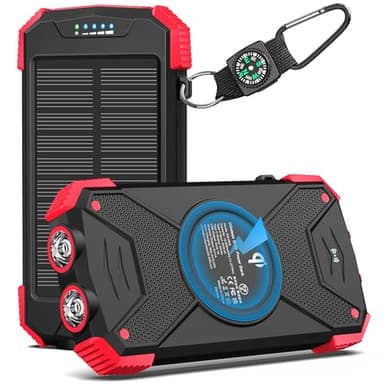 BLAVOR Solar Charger Power Bank 10,000mAh, Portable Wireless Charger, 20W Fast Charging External Battery Pack with USB C for Cell Phones, Solar Panel Charger with Dual Flashlight for Camping - Image 1