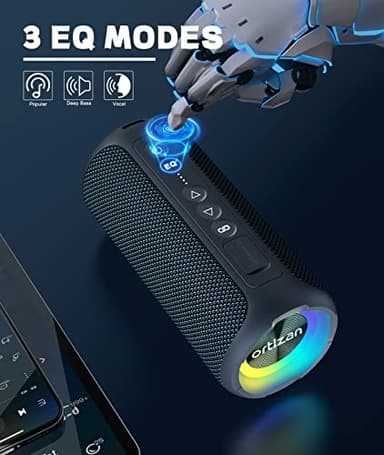 Ortizan Bluetooth Speakers, Portable Wireless Stereo Speaker - IPX7 Waterproof, 30W RMS(40W Peak) Loud Sound, Deep Bass, LED Light, Bluetooth 5.3, for Home/Shower/Outdoor/Beach, Gifts for Adult, Navy - Image 4