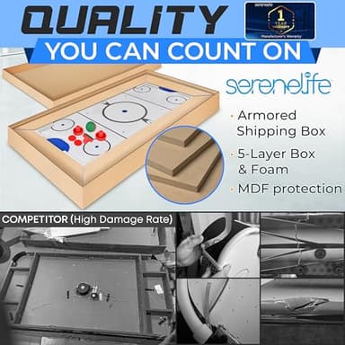 SereneLife 58in Powered Air Hockey Table Upgraded 700mA 12v 2x Powerful Motor, Inline Power Switch, Battery Free Digital LED Score Board, Full-Size Arcade Style for Home Game Room 2 Pucks 2 Pushers - Image 7