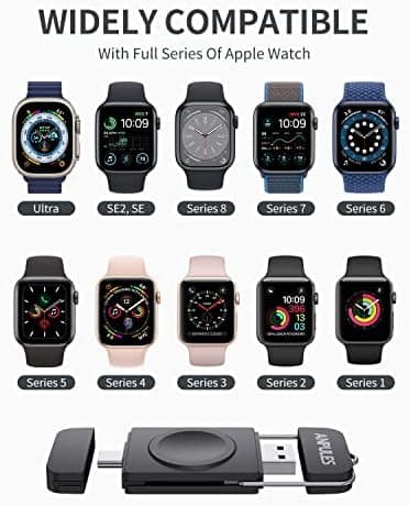 Portable Watch Charger for Apple Watch - ANPULES USB C & USB A iWatch Charger [OTG] for Travel, 2 in 1 Magnetic Wireless Charger for Apple Watch Series Ultra 2/ Ultra 10 9 8 7 SE 6 5 4 3 2 (Black - Image 5
