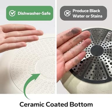 Redchef Nonstick Frying Pans Set, Ceramic Pan Skillet, Non Toxic Pans for Cooking, 8" 9.5" 11" Ceramic Frying Pan Set PFAS & PTFE & PFOA Free with Stay Cool Handle, Dishwasher & Oven Safe, Beige White - Image 3