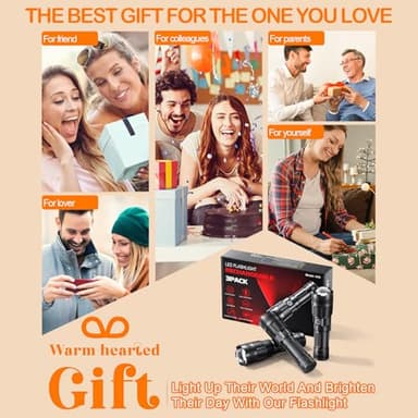 Rechargeable Flashlights High Lumens, 3 Pack Super Bright Tactical Flashlight With Adjustable Lighting Modes, Zoomable Handheld Led Flash Light For Camping Emergency Home Gift (Battery Included) - Image 7