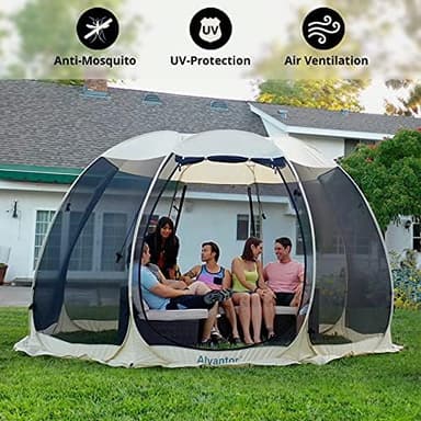 Alvantor/Leedor Pop Up Screen House Tent 2-15 Person Instant Canopy Gazebos For Deck/Patio Outdoor Camping Tent 6‘x6’ / Beige - Image 5