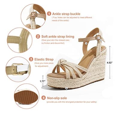 mikarka Sandals for Women 2025: Comfortable Wedge Platform Sandals Women - Braided Espadrilles for Women Ankle Strap Open Toe Wedges Heels Beach Sandals Summer Shoes - Image 4