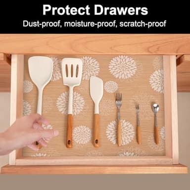 Cooyes Shelf Liners for Kitchen Cabinets Waterproof & Oil-Proof Kitchen Cupboard Mats Non-Slip Drawer Mats EVA Material Non Adhesive Fridge Liner for Shelves - Image 2