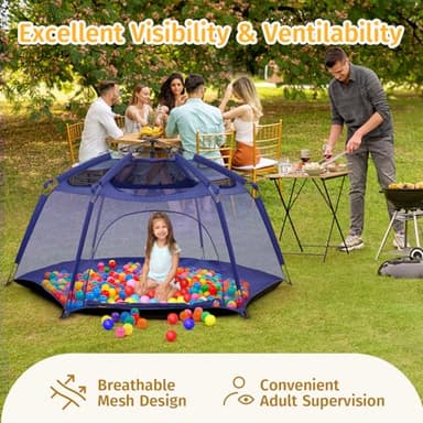 Alvantor Baby Playpen Play Yard 84"x84"x44”Large Kids Tents Pop Up Play Tent Indoor Outdoor Playhouse for Babies Toddlers Children Camping Playground Beach, 36-96 Months, Navy - Image 3