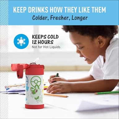 THERMOS FUNTAINER Water Bottle with Straw - 12 Ounce - Kids Stainless Steel Vacuum Insulated Water Bottle with Lid, Pokémon - Image 8