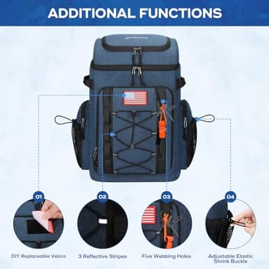 Maelstrom Backpack Cooler,Soft Lightweight Leakproof Cooler Backpack,50 Can Insulated Cooler Bag,Keeps 50 Cans Hot/Cold for Up to 16 Hours,Waterproof Lunch Backpack for Men Women-Blue - Image 5