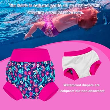 BIG ELEPHANT Reusable Baby Swim Diapers 3pcs– Adjustable, Easy-Wash Swimming Diaper – Soft, Breathable, Waterproof Swim Wear for Boys, 2T - Image 2