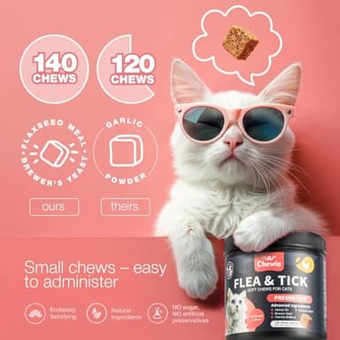 Flea Treatment for Cats - Daily Oral Cat Flea and Tick Treatment Chews - Chewable Kitten Flea Treatment - Soft Treats for All Breeds & Ages - Natural Chicken-Flavor Flea and Tick Supplement for Cats - Image 5