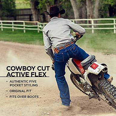 Wrangler mens Cowboy Cut Active Flex Original Fit Jeans, Prewashed, 46W x 30L US - Image 4