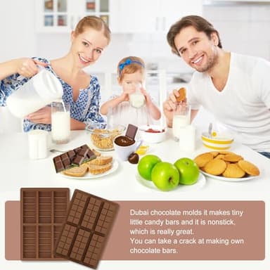 2pack Chocolate Bar Mold, Non-Stick Dubai Chocolate Molds, Deep Silicone Chocolate Mold for Dubai Chocolate Bar Pistachio, Candy, Snacks, Holiday Gifts - Image 2