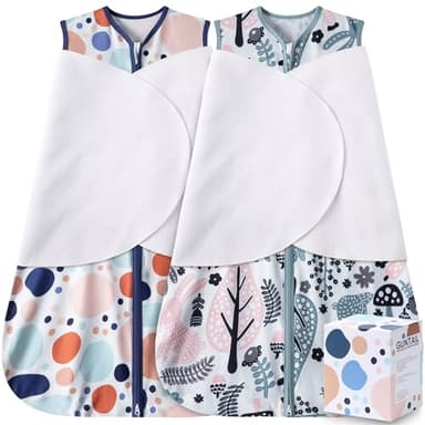 GUNTAIL Newborn Sleep Sack Baby Swaddle,3-Way Adjustable Wearable Blanket,100% Rayon Cotton Swaddling Sleeping Bag. (Rabbit&Rocks, 3-6 Months) - Image 1