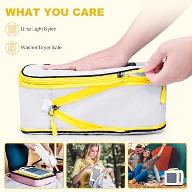 PFEYRPK 7 Set Compression Packing Cubes Packing Organizer for Travel,Travel Accessories for Carry on Luggage Suitcase Backpack Expandable Organizers(White) - Image 3