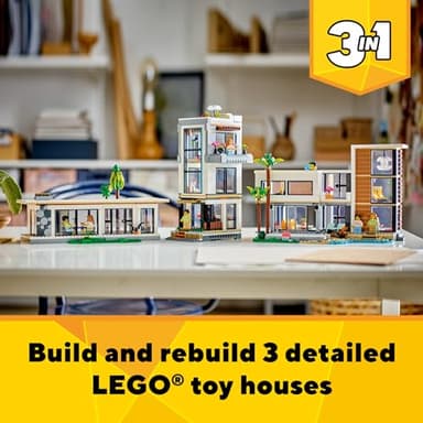 LEGO Creator 3 in 1 Modern Toy House - Kids Toy Building Set with 3 Building Options for Boys & Girls, Ages 9+ - with 2 Minifigures for Pretend Play - Gift Idea for Birthday - 31153 - Image 2
