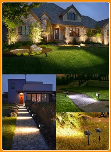 Brightown Solar Lights Outdoor Waterproof IP67, [Cool & Warm Light 2-in-1] Solar Spot Lights Outdoor, 2 Colors 3 Brightness Levels LED Outdoor Solar Lights for Yard Pathway Garden House, 2 Pack - Image 8