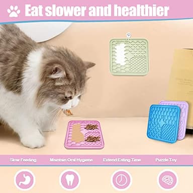 Bikabpet Lick Mat for Dogs and Cats，Cat Licking Pad with Suction Cups for Dog Anxiety Relief，Dog Peanut Butter Lick Pads for Dogs Perfect for Bathing Grooming,Slow Feeders for Dogs and Cats,4Pack - Image 3