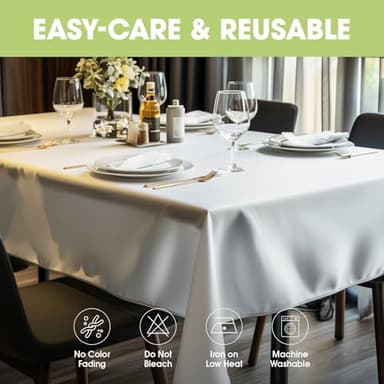 Pureegg Rectangle Table Cloth 60" x 84" – Durable Polyester Tablecloth Offers Reusable & Washable Protection, Ideal for Outdoor Party, Picnic, Wedding, Banquet and Birthday, 9 Pack, White - Image 4