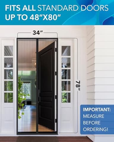 FLUX Magnetic Screen Door - Self-Closing, Pet-Friendly, Durable Polyester Mesh Screen Door with Powerful Magnetic Attachments, Keeps Bugs Out, Fits Sliding Doors and Standard Doors up to 34" x 78" - Image 7