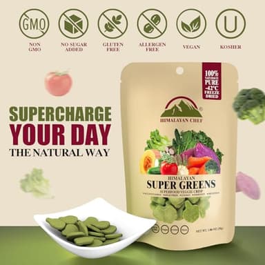 Himalayan Chef Super Greens Veggie Crisp 30g each Freeze-Dried Superfood Snack 30+ Organic Green Veggie Mix Protein-Rich, Nutrient-Packed, Gluten-Free 10 Pack - Image 5
