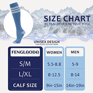 fenglaoda 8 Pairs Compression Socks for Men & Women 20-30 mmHg Knee High Nurse Pregnant Running Medical and Travel Athletic(L/XL,Multi06) - Image 2