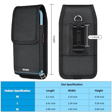 ACCKUO Phone Holster for Belt with Metal Clip and Magnetic Closure Compatible with iPhone 16/15/14/13/12 Pro Max, Galaxy S25/S24/S23/S22 Plus & FE for Everyday Protection, L-Black - Image 6