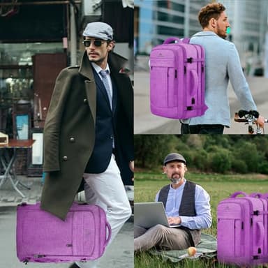 50L Carry On Backpack, Extra Large Laptop Backpack, Travel Backpack for Women, Expandable Water Resistant Big Bag Anti-Theft Business Daypack Fit 17 Inch Laptop with USB Port,Purple - Image 9