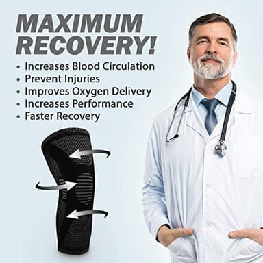 POWERLIX Knee Compression Sleeve (Pair) - Best Knee Brace for Knee Pain for Men & Women – Knee Support for Running, Basketball, Volleyball, Weightlifting, Gym, Workout, Sports L (BLCK) (2P) - Image 7