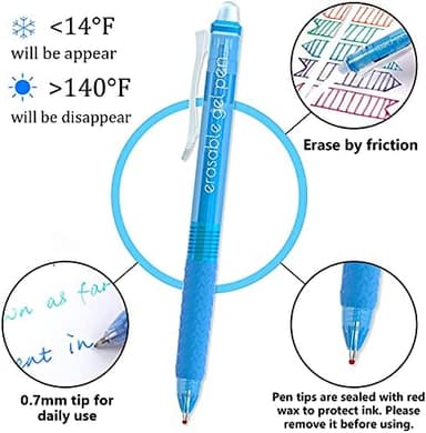 Vanstek 15 Colors Retractable Erasable Gel Pens Clicker, Fine Point(0.7), Make Mistakes Disappear, Premium Comfort Grip for Drawing Writing Planner and School Supplies - Image 4